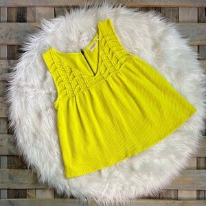 Like New! Deletta {Anthro} Yellow Textured Sleeveless Swing Tank Top | Large
